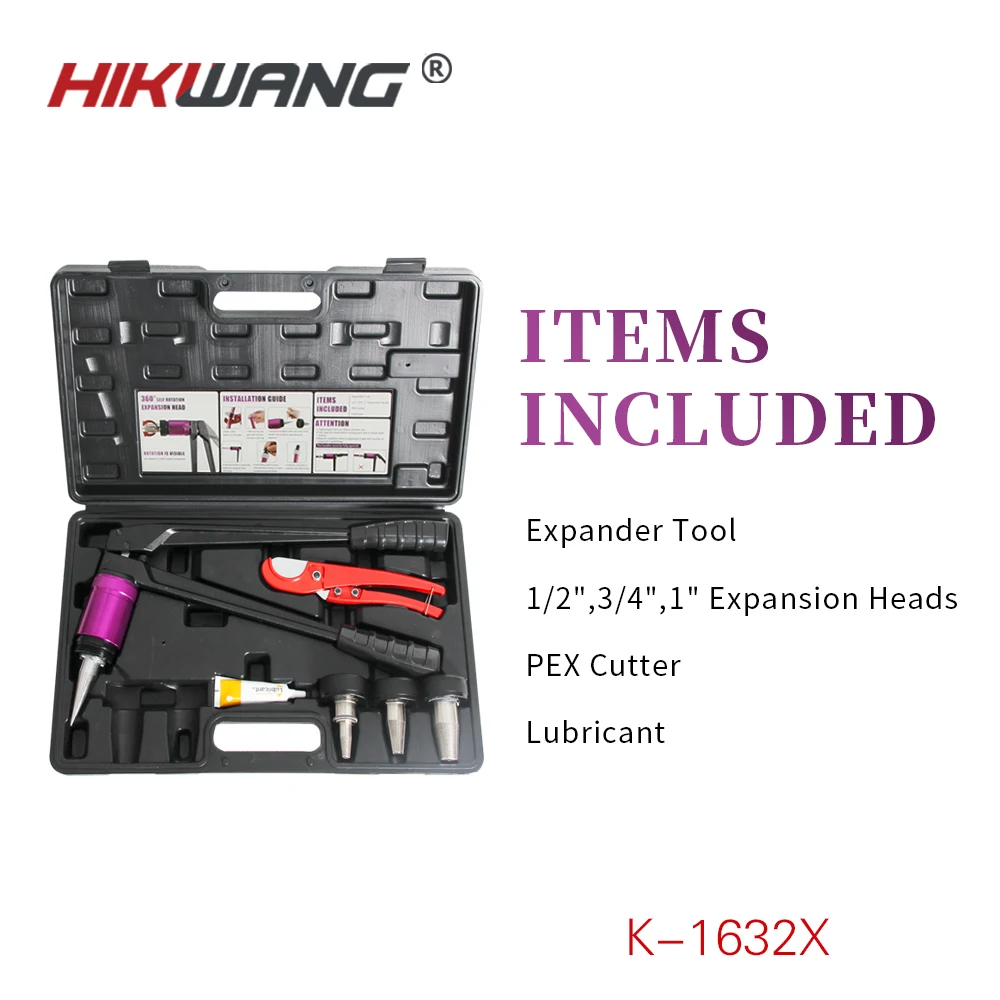 مجموعة أدوات توسيع الأنابيب الدوارة التلقائية اليدوية K-1632X مع رأس توسيع الدوران الذاتي 1/2-3/4-1 لحلقة توسيع Pex #3