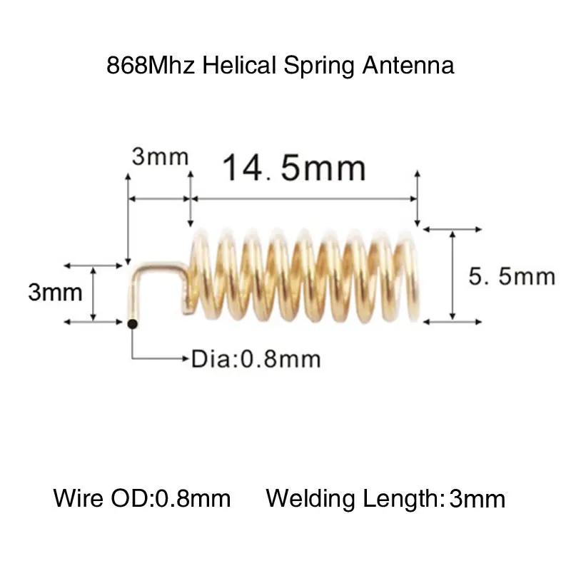 Antena de resorte de frecuencia única 868Mhz 3dbi lote de cobre bobina en espiral placa PCB soldadura