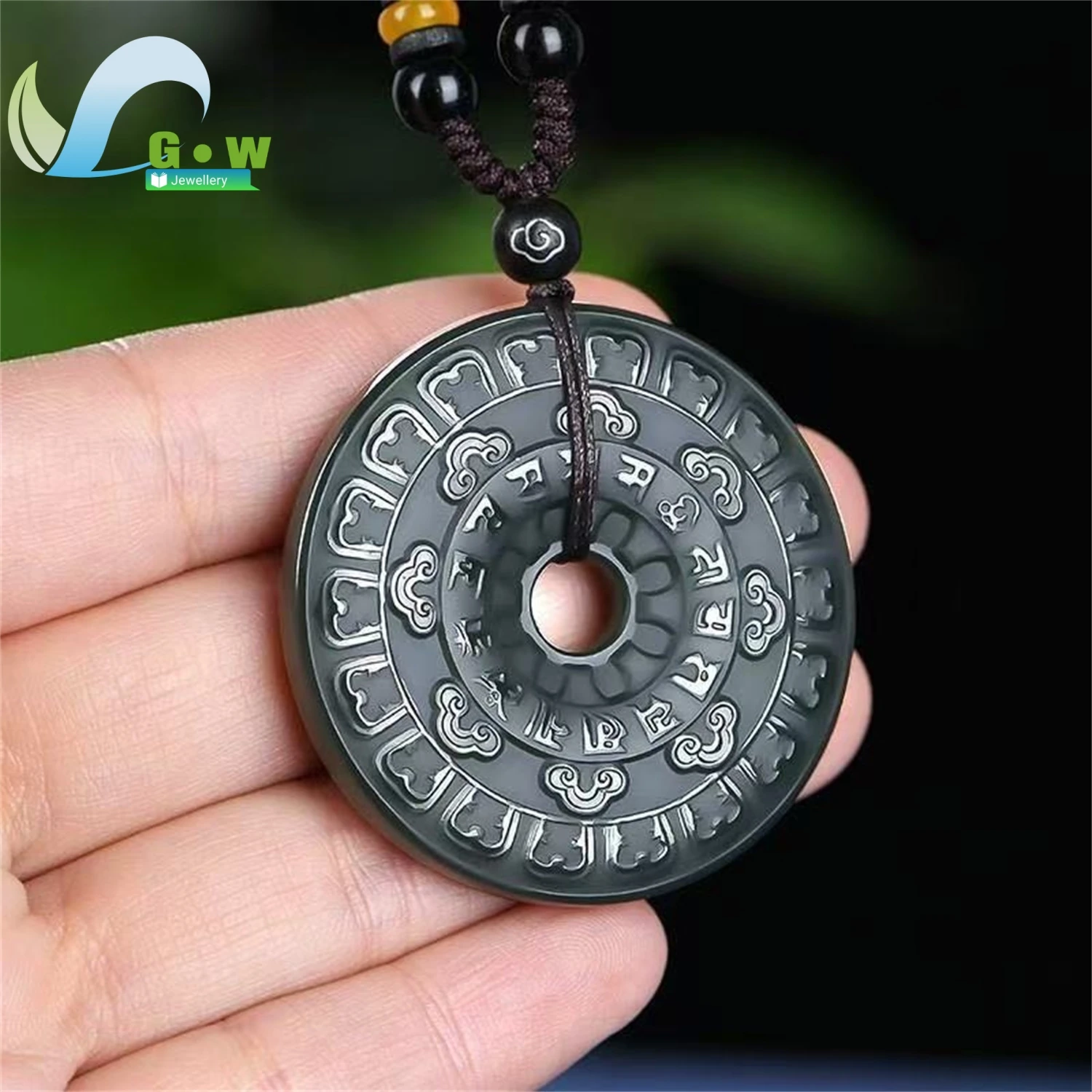 Natural Hetian Jade Cloud Pattern Safety Pendant Unisex Exquisite Retro Ethnic Style Daily Classic Jewelry Gift