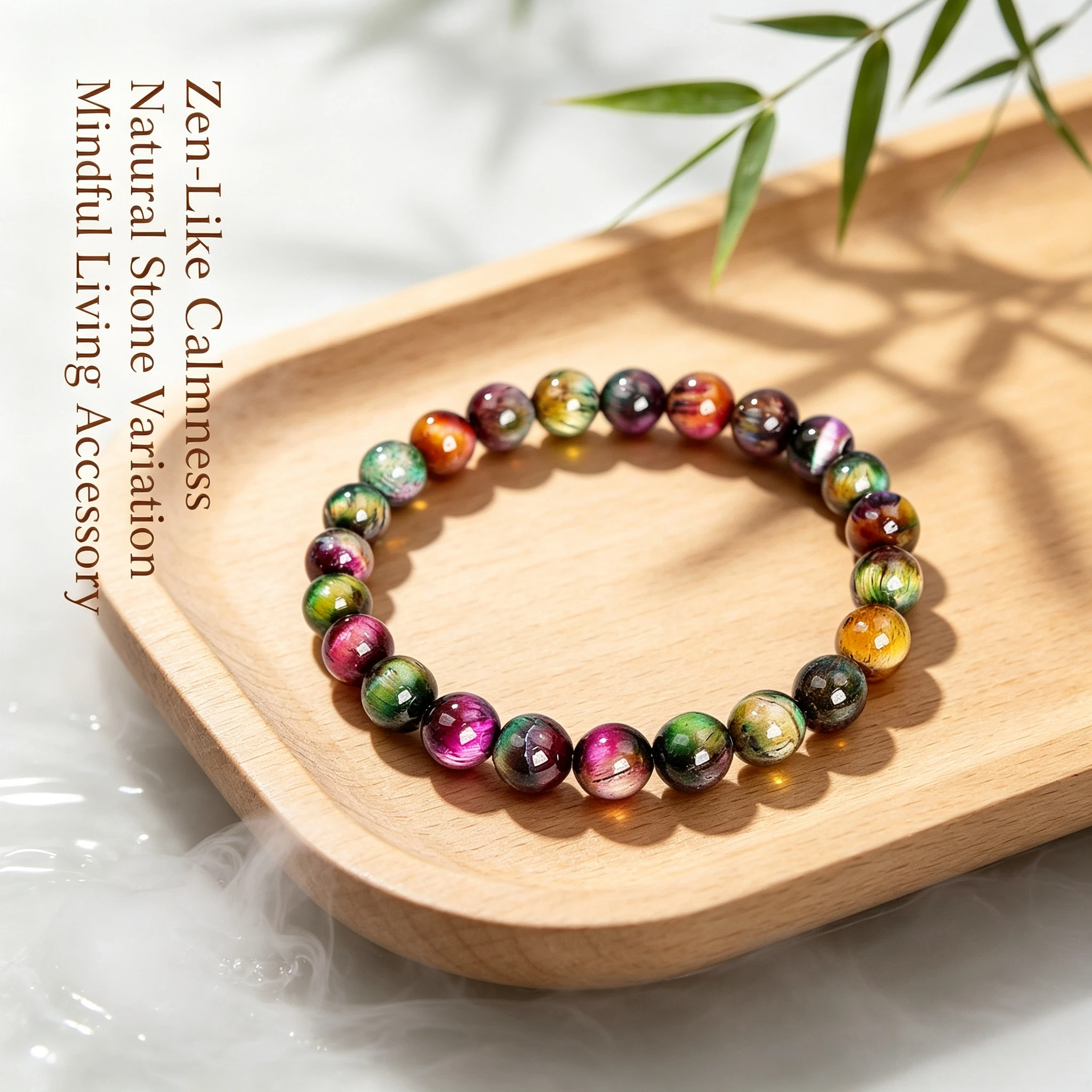 Rainbow Gradient Tiger Eye Beaded Bracelet Natural Stone Protection Bracelets Confidence Focus Good Fortune Amulet Charm Jewelry