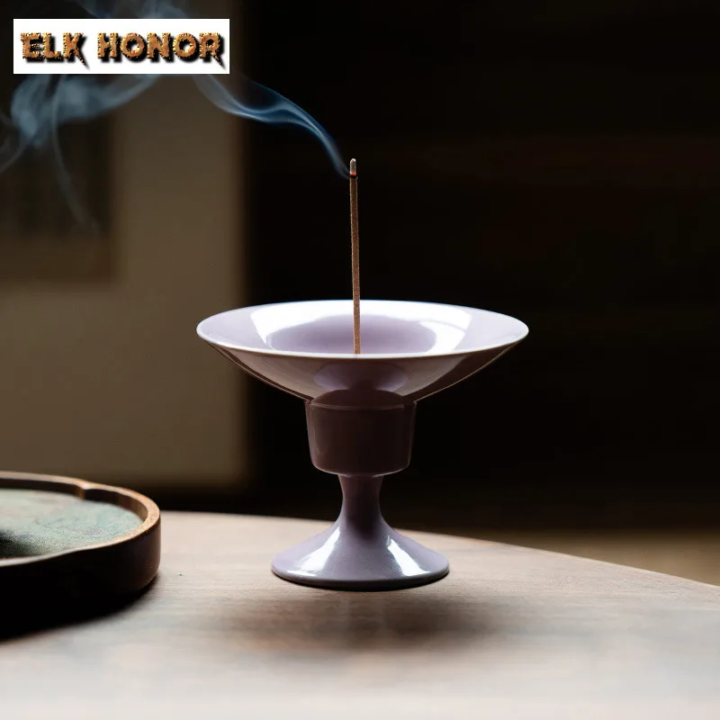 الهواء الأرجواني من الشرق ارتفاع القدم حامل البخور الصغيرة المستديرة البخور شلال البخور الشعلات المكررة مبخرة عناصر الشاي هدية