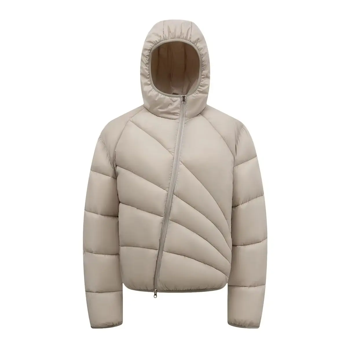 2026 New Women Autumn Winter Hooded Short Padded Coat Female Diagonal Quilted Zip Up Lightweight Warm Ladies Outerwear