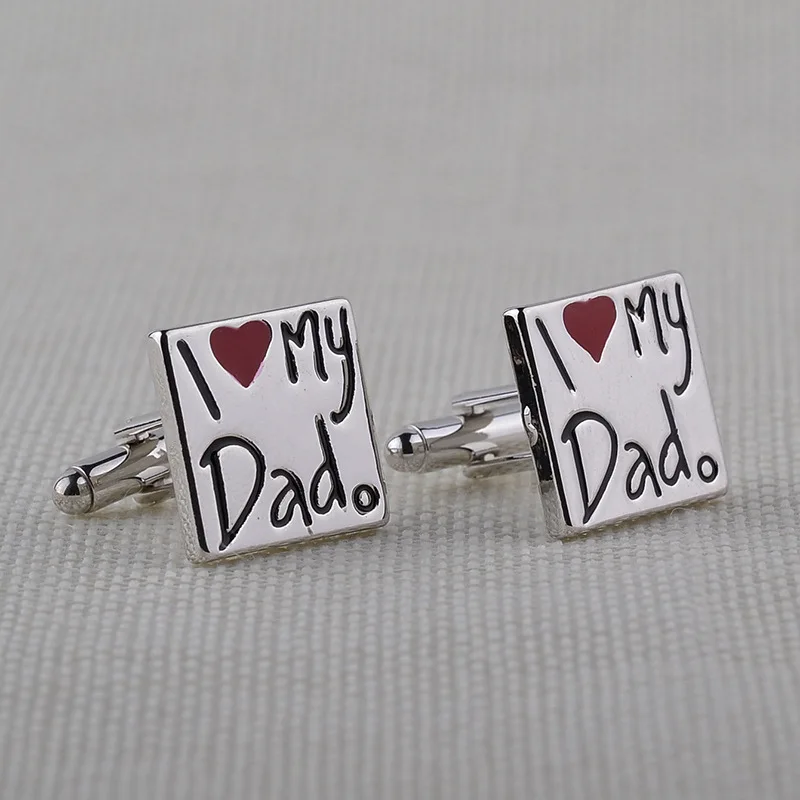 I Love My Dad Cufflinks High Quality Luxury French Cufflinks For Mens Daddy Heart Shirt Cuff Links Tie Clip Fashion Family Gifts