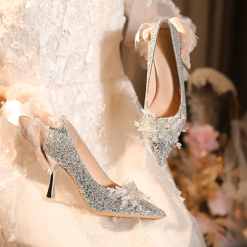 

Роскошные женские туфли, свадебные туфли, модные туфли на высоком каблуке с цветочным узором и стразами для женщин, элегантная повседневная обувь, дизайнерская обувь, Zapatos Mujer