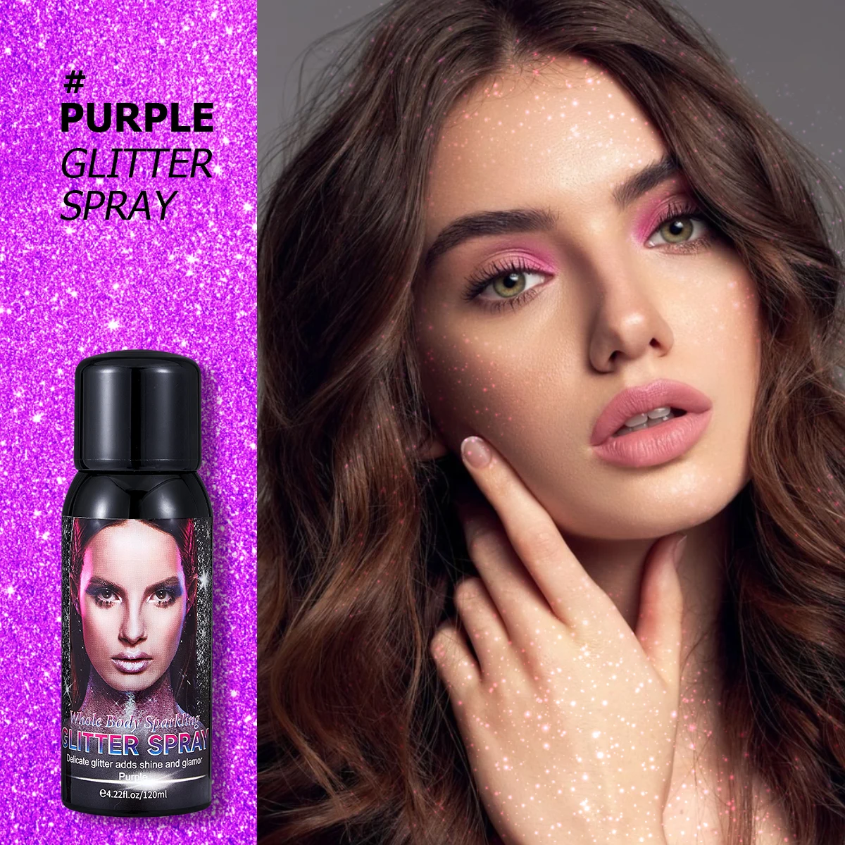 1 garrafa/120ml spray de glitter cosmético spray de alto brilho natural tridimensional brilho de longa duração