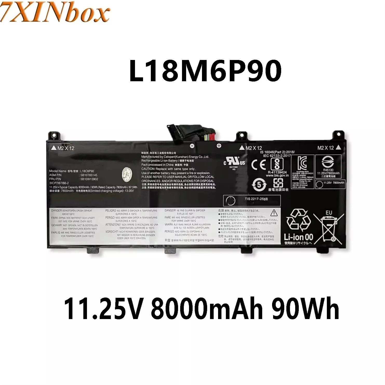 L18M6P90 L18C6P90 11.25V 8000mAh 90Wh Laptop Battery for Lenovo ThinkPad P53(20QNA006CD) 02DL028 02DL029 5B10W13901