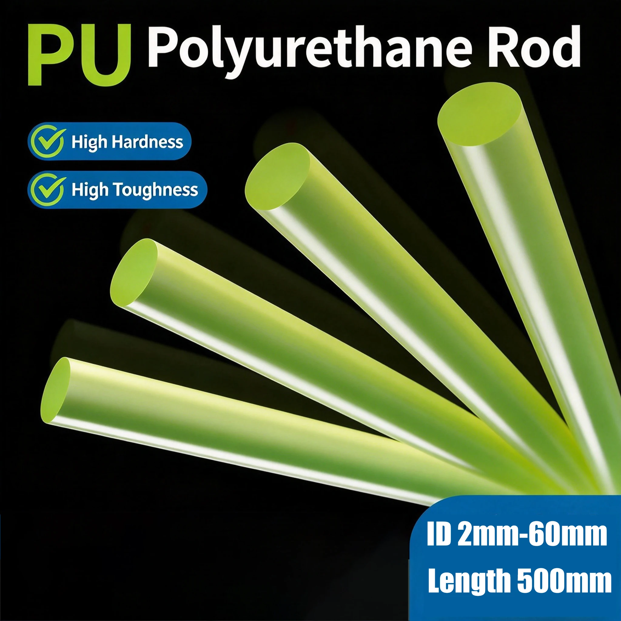 Dia 2/4/5/6/8/10/12/15/16/18/20/22/25/30~60mm Solid PU Nylon Rods Sticks Polyurethane Rod Stick  Hardness 80A Shore Length 500mm