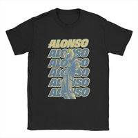 Men T-Shirt Fernando Racing Alonsos Retro Driver Cool Cotton Tee Shirt Short Sleeve 14 Cars T Shirts Crewneck Clothing Printed