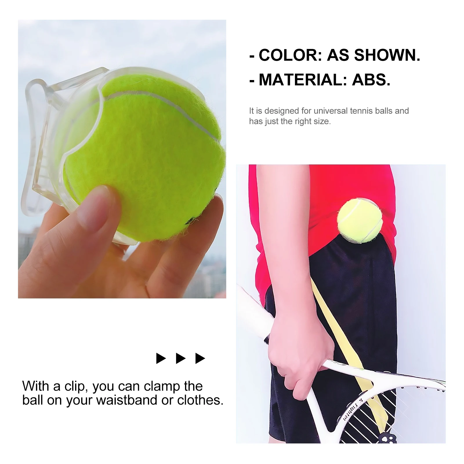 

2pcs Tennis Ball Clip Durable ABS Material Waistband Holder Saves Time Convenient Professional Tennis Accessories Gear