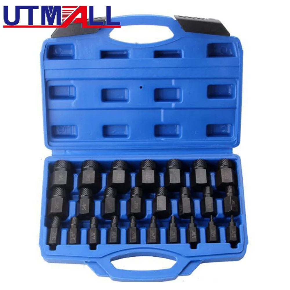 

25Pcs Hex Head Multi-Spline Bolt Set Chrome Molybdenum Alloy Steel Rounded Bolt Remover Screw Extractor Set with Box