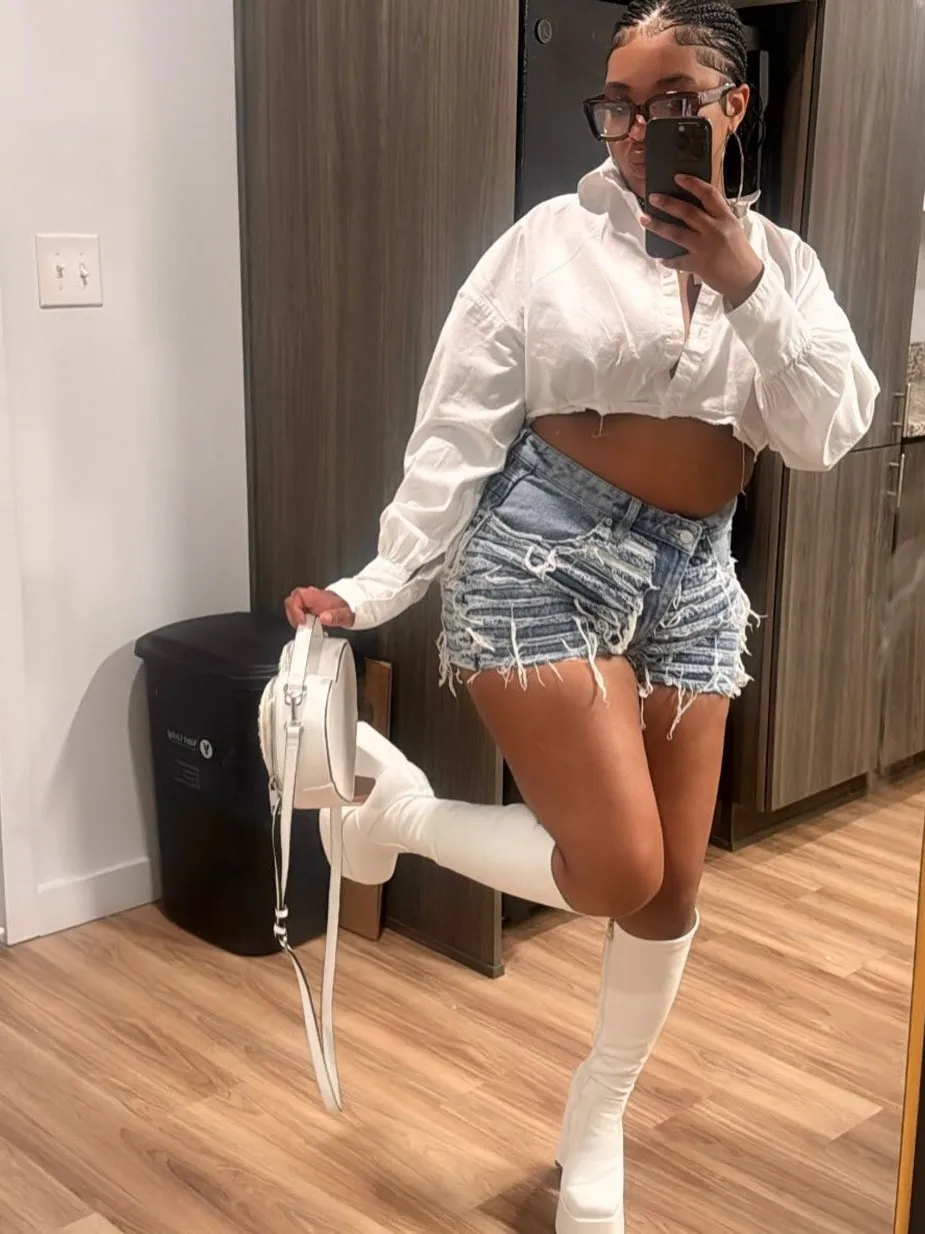 

High Waist Short Jeans Women's Handmade Faded Cotton Zipper Spring Fashion Street Style Shorts Spring Summer New Arrival