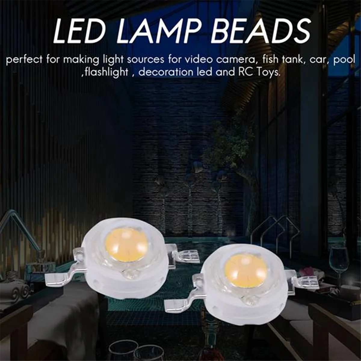 500 Pieces High Power 2 Pin 3W Warm White LED Bead Emitters 100-110Lm