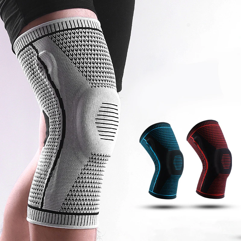 Silicone Full Knee Sleeve Brace Men Support Strong Meniscus Compression Protection Pads Arthritis Knee Relief Workout Sports