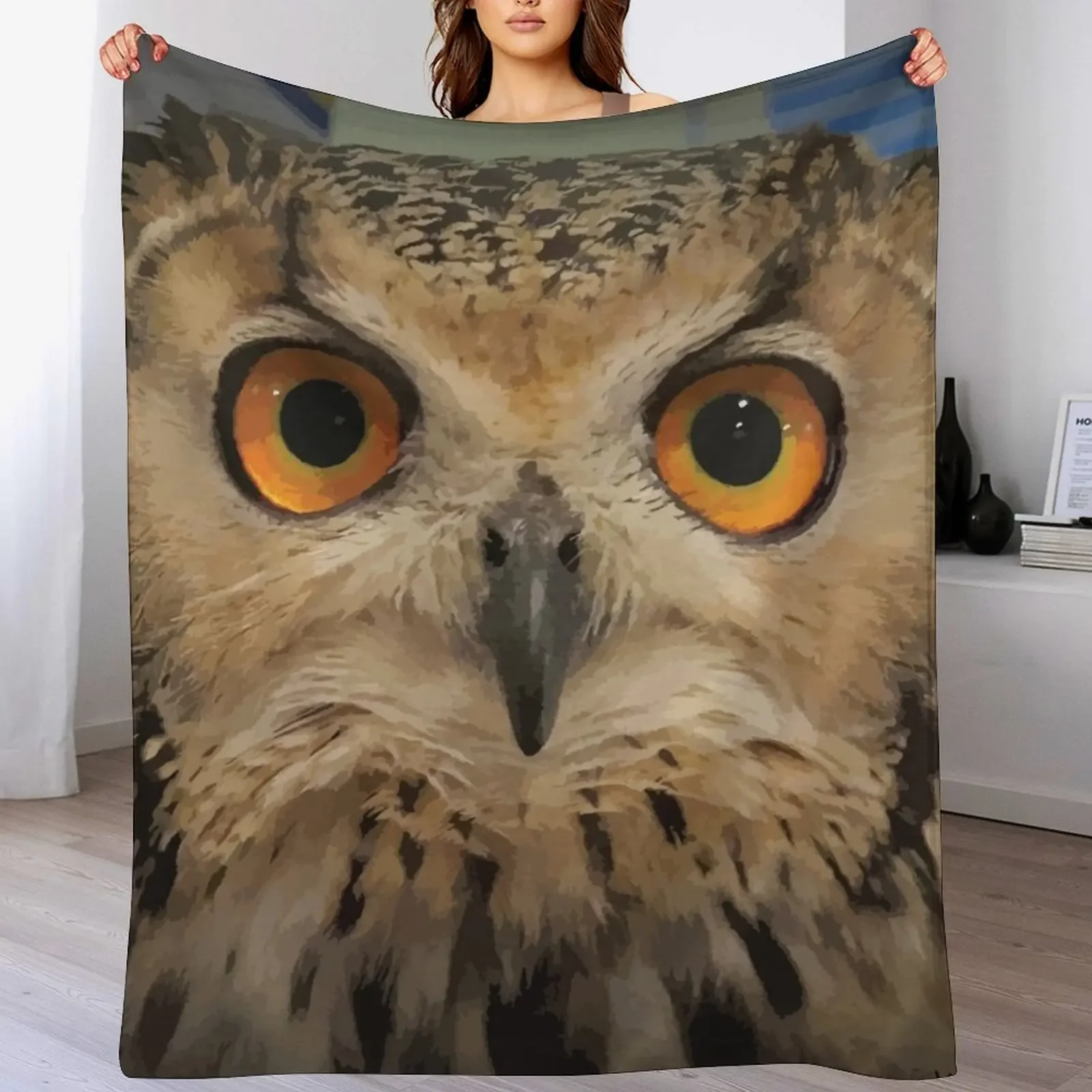 

Indian Eagle Owl Throw Blanket Decorative Sofas Fashion Sofas Hairy Giant Sofa Blankets