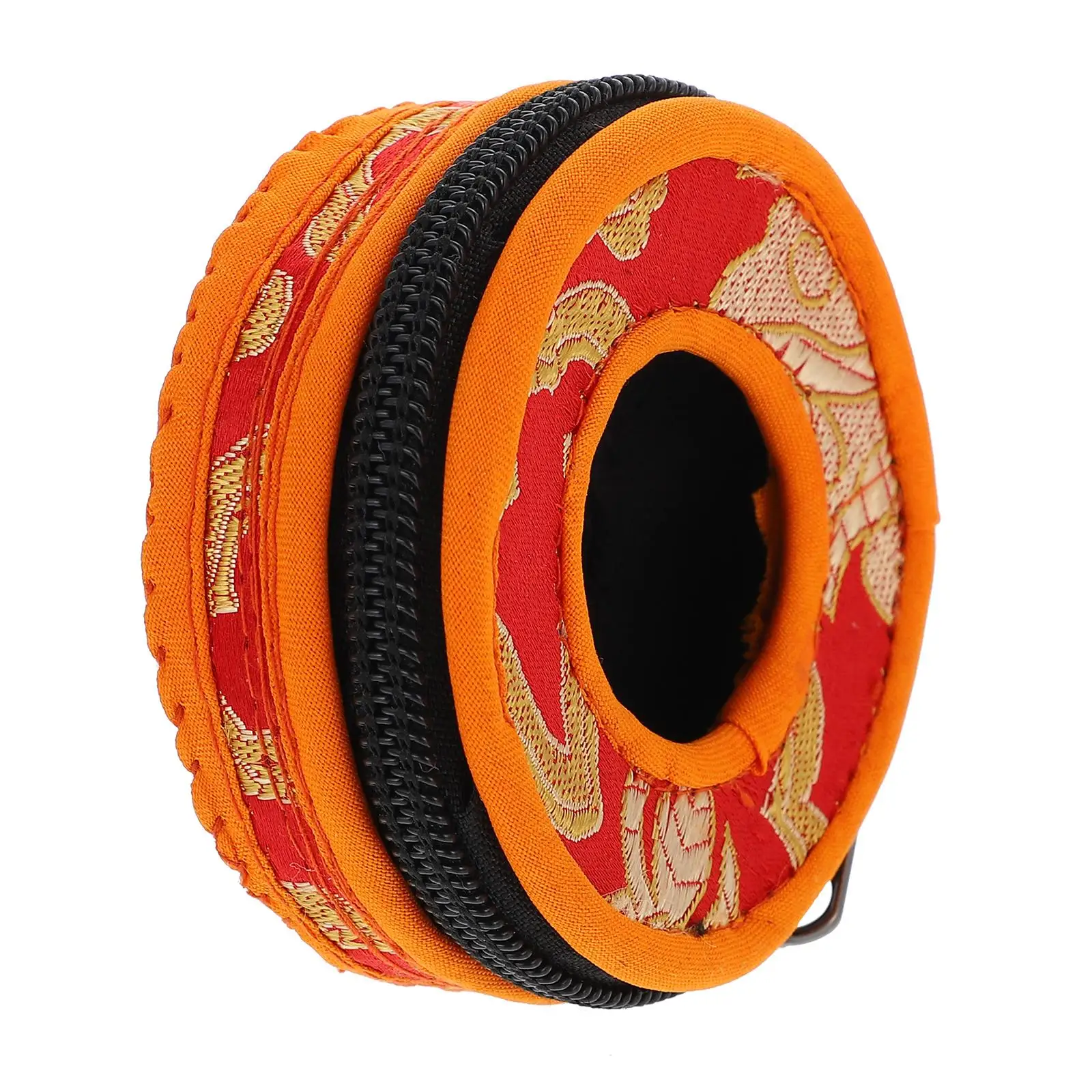 

Tibetan Bell Box 7.5cm Diameter Small Handmade Brocade Embroidery Case for Tingsha Bells Meditation Cotton Pouch Storage Bag