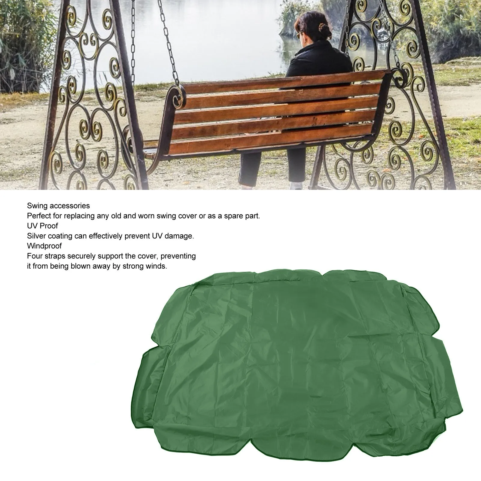 Swing Canopy 210D Silver Coated Oxford Waterproof UV Proof for Outdoor Patio Yard Chair 142x120x18cm Swing Canopy Replacement