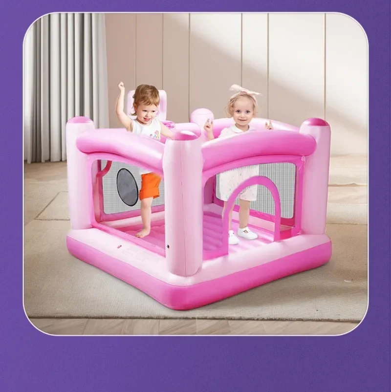 Inflatable Castle Pink/Blue Mini Trampoline with Blower Home Shooting Children Trampoline Children Toy