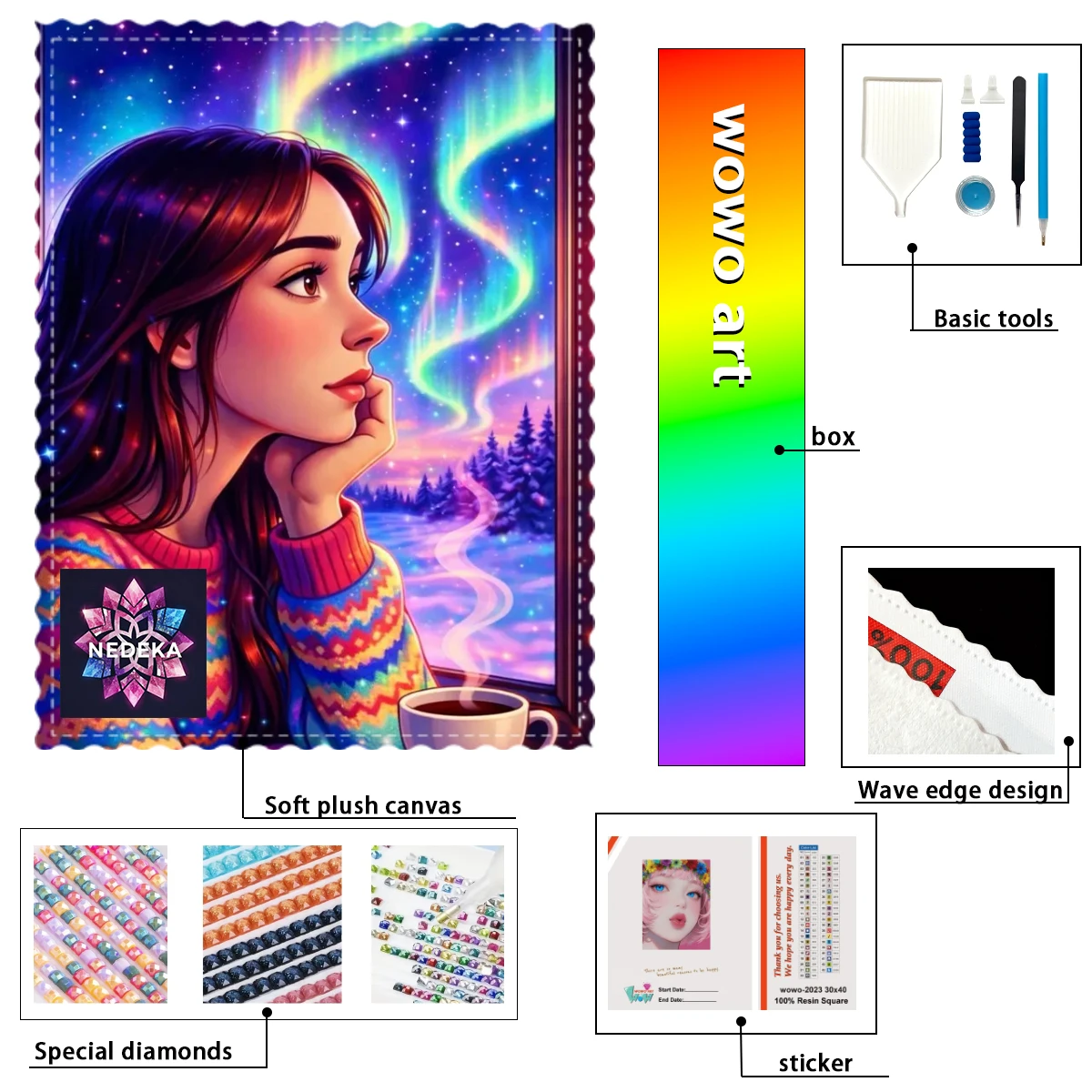 

【NEDEKA_ Diamond Art】Девушка, которая думает под полярным сиянием AB Rhinestone FD Rhinestone Perfect Resin Diamond