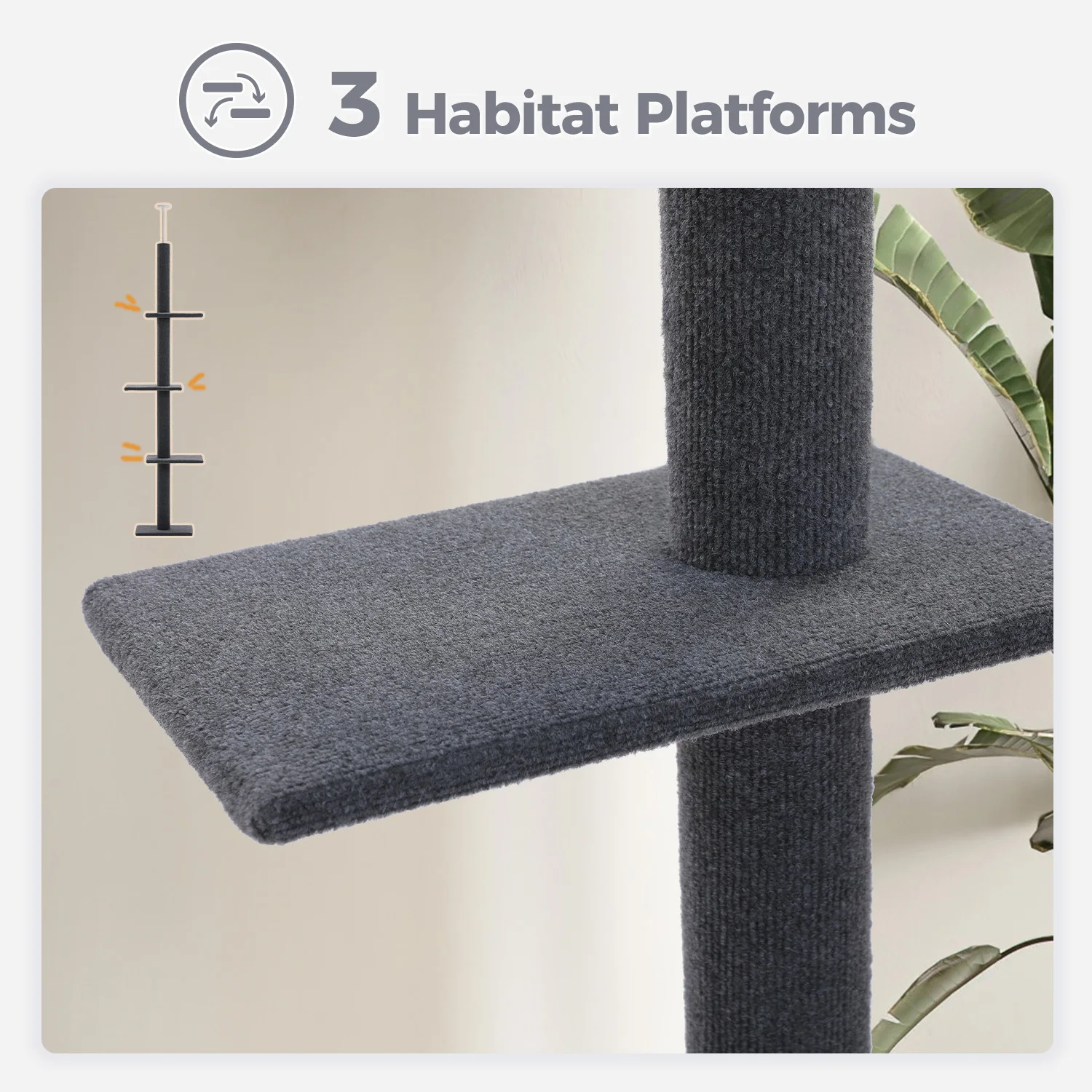 Árbol rascador para gatos con rascadores y altura ajustable - imagen 5