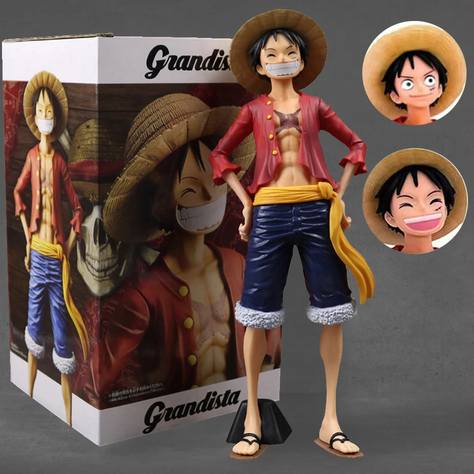 28cm One Piece Anime Figure Confident Smiley Luffy Three Form Face Changing Action Figurine Doll PVC Model Toys Collection Gifts