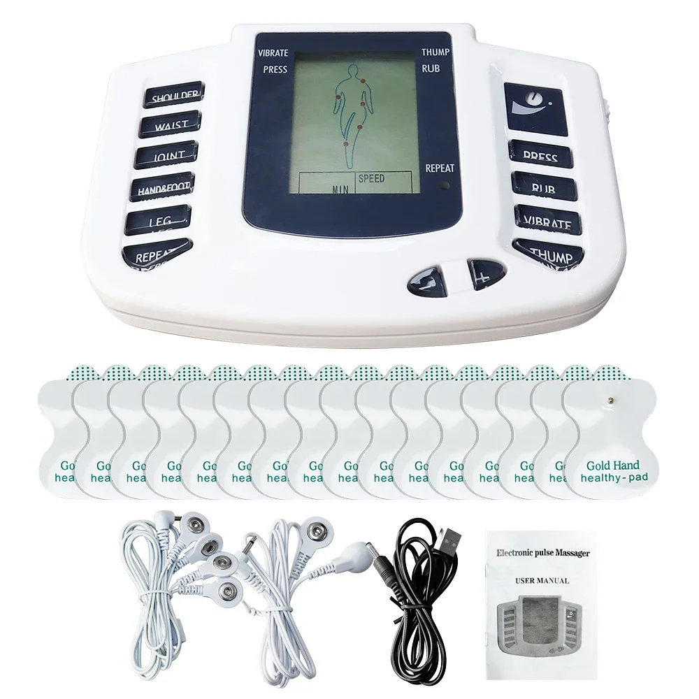 

EMS Muscle Relax Massager TENS Therapy Full Body Pain Relief Slimming Myostimulator Health Care Device 16 Pads Russian Version