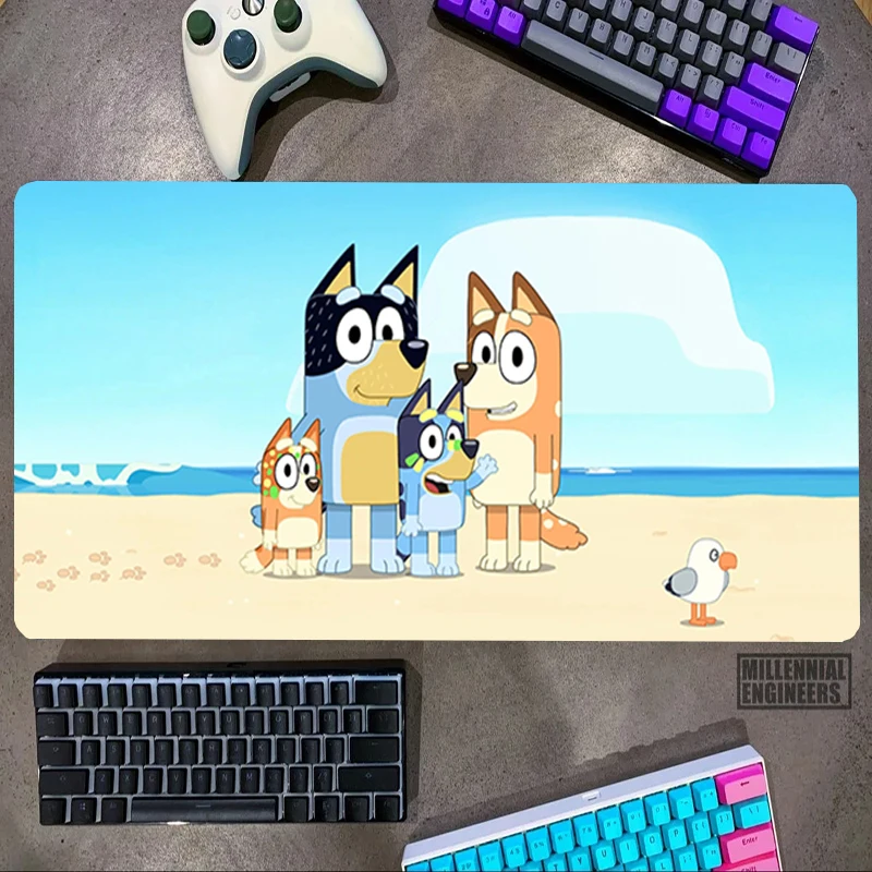 

Cute Dog Heeler Family Bingo Mouse Pad Desk Mat Gaming Mats Mousepad Gamer Office Accessories Big Mousepepad Keyboard Extended