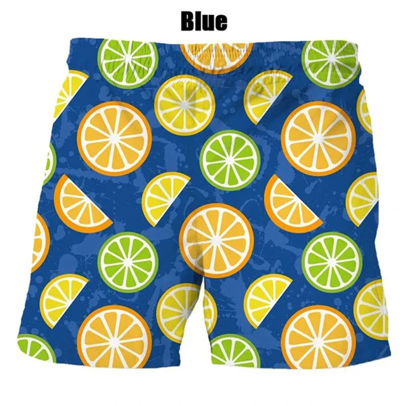 3D Fruit Printed Orange Men's Summer Shorts Kids Street Hip Hop Sport Beach Shorts Casual Cool Hawaii Party Swimwear Ice Shorts