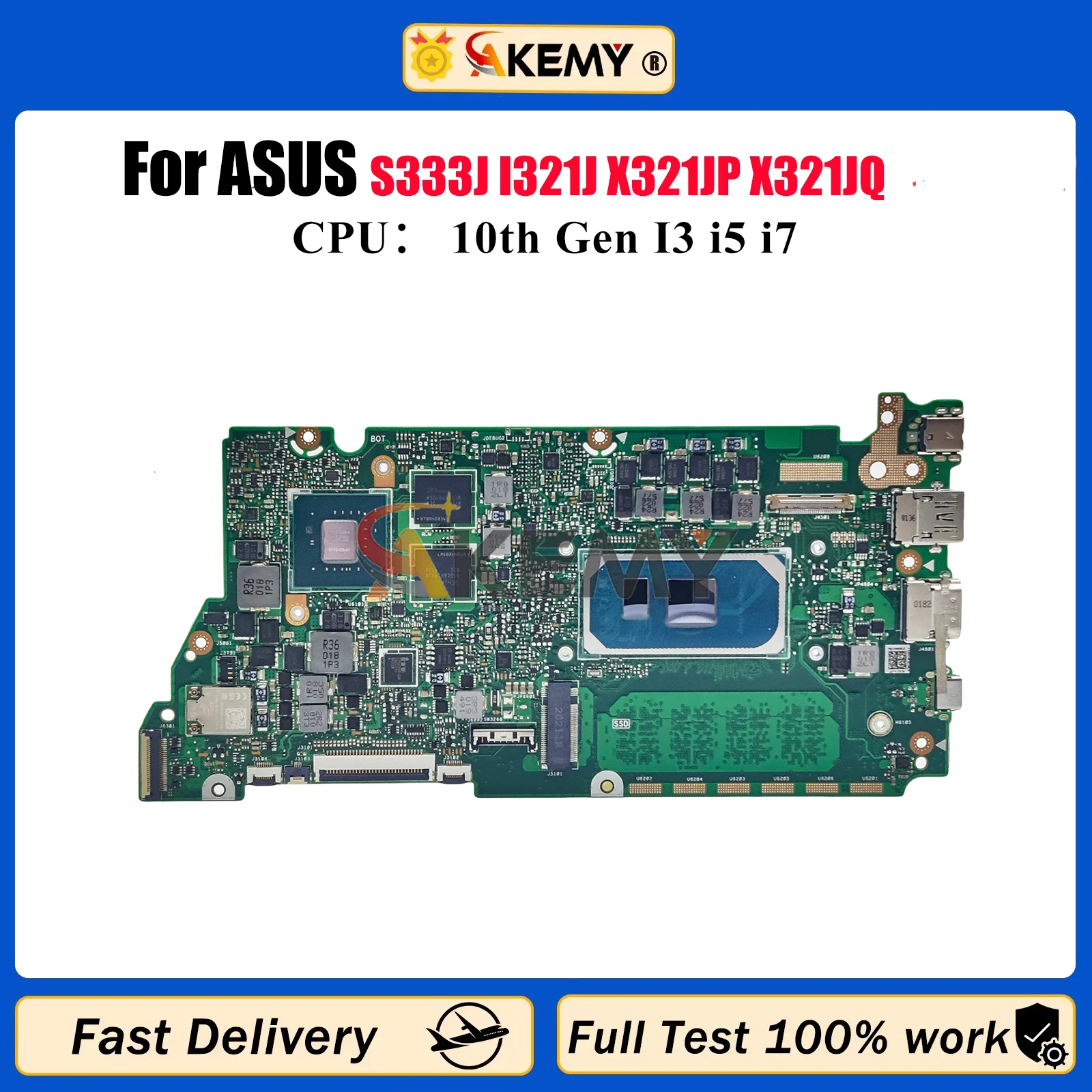 

X321JP Laptop Motherboard For ASUS VivoBook X321J S333J I321J X321JP X321JQ Mainboard With 10th Gen I3 i5 i7 100% tests OK stk