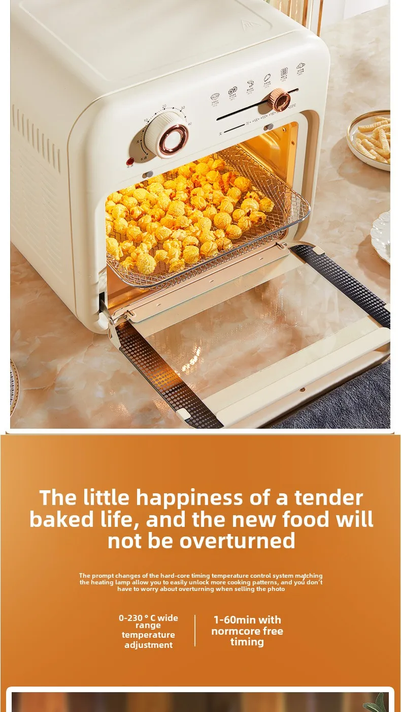 เตาอบไฟฟ้า เครื่องอบและทอดอเนกประสงค์ในครัวเรือน เตาอบทอดอากาศอัตโนมัติความจุขนาดใหญ่