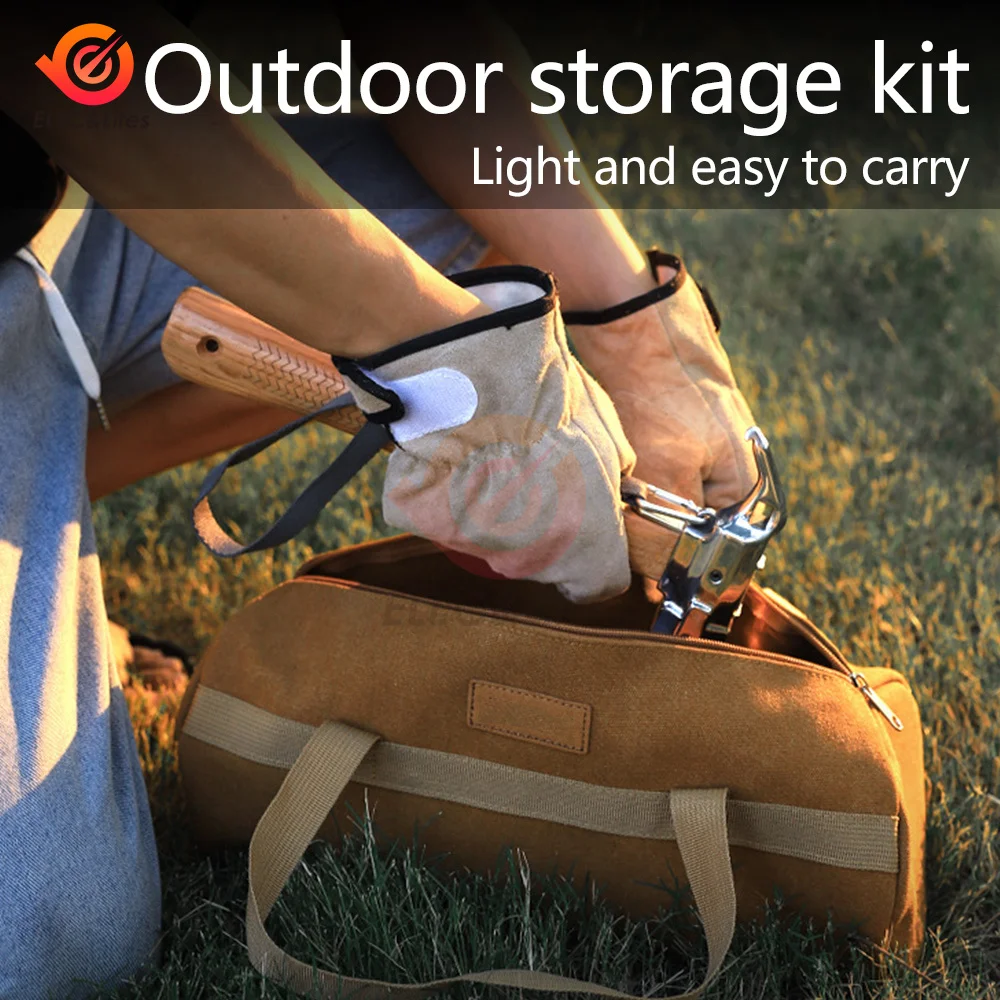 Outdoor Camping Gas Tank Storage Bag Large Capacity Ground Nail Tool Bag Gas Canister Picnic Cookware Utensils Kit Bag