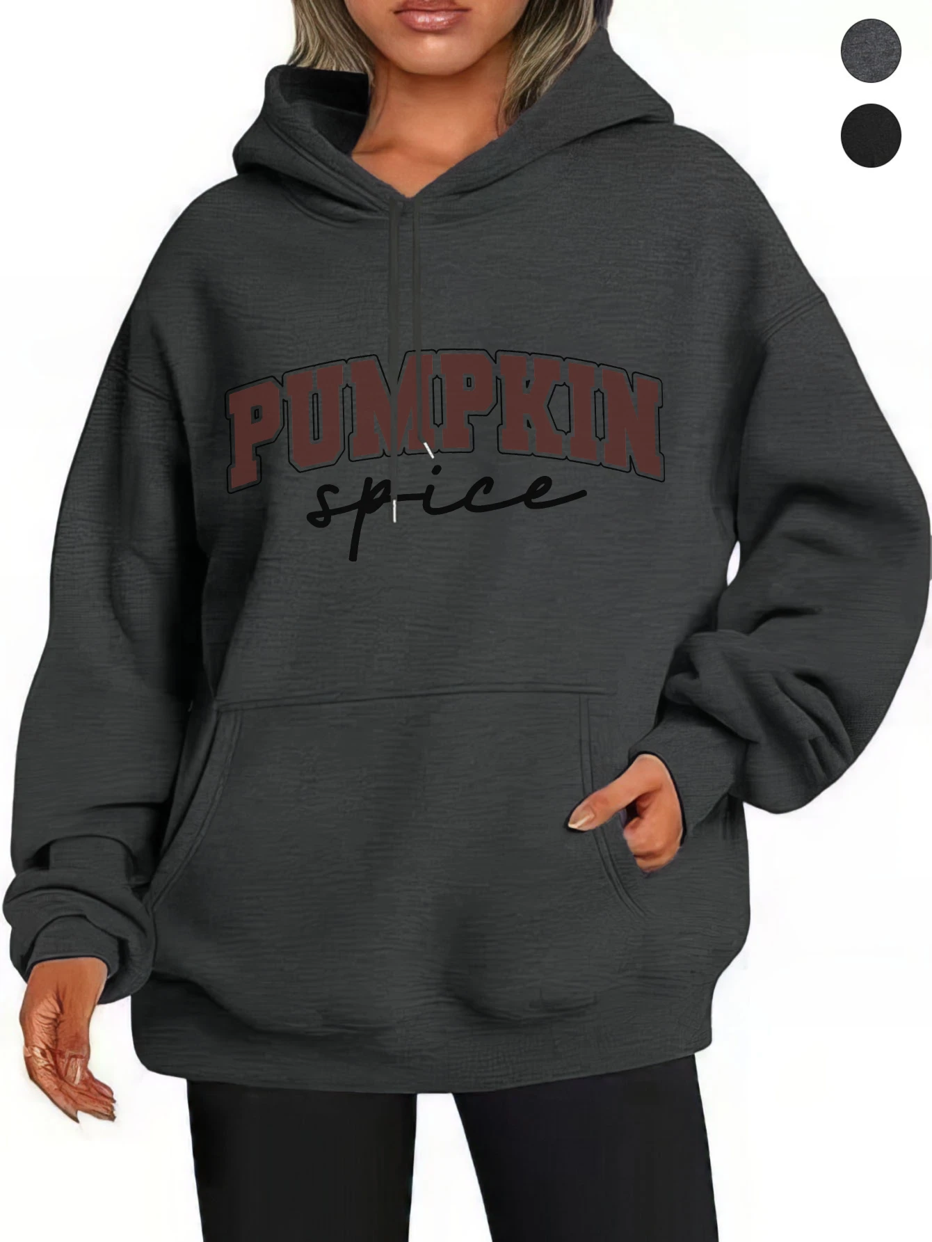 Calabaza Spice Acción de Gracias Acogedor Retro Pop Negro Gris Sudaderas con capucha Ajuste suelto Algodón para Otoño/Invierno Halloween Deportes Relajación