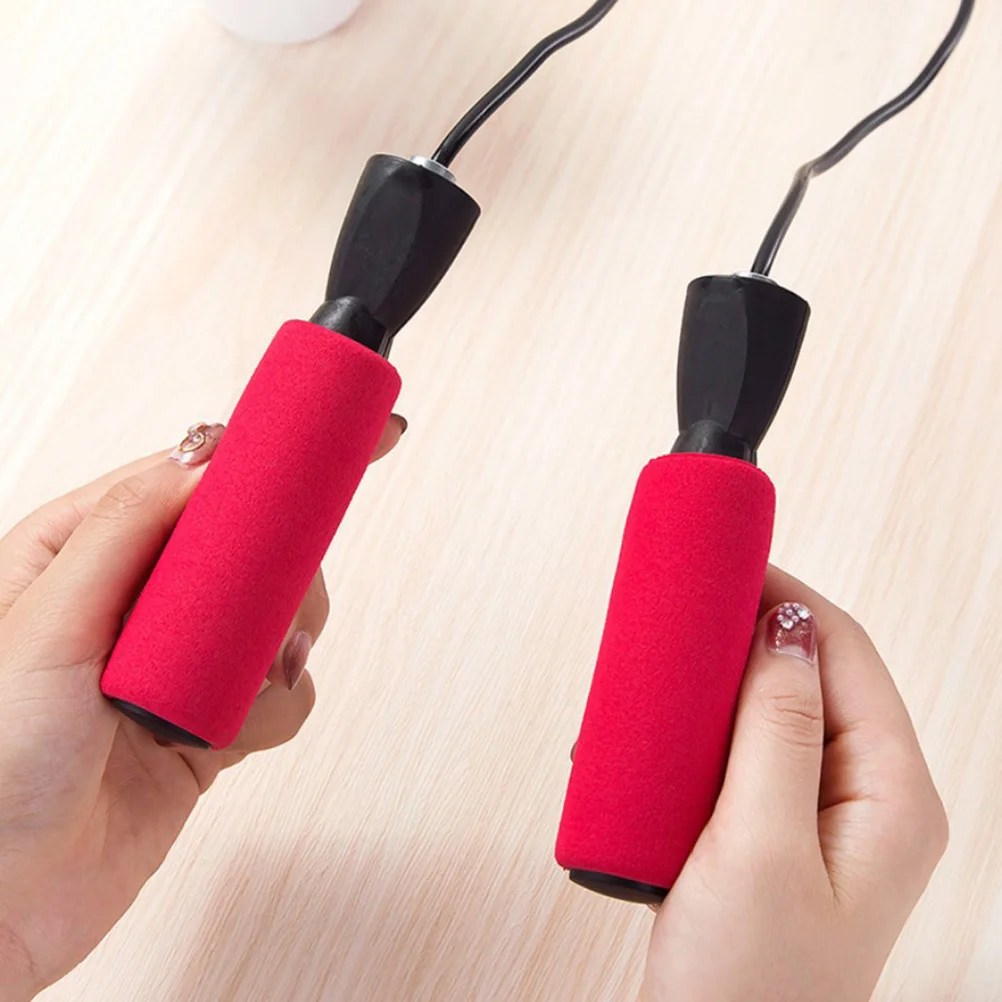

5pcs Jump Rope Sponge Handle Thickened Ball Bearing Smooth Rotation For Fitness Exercise Sport Gym Workout Red