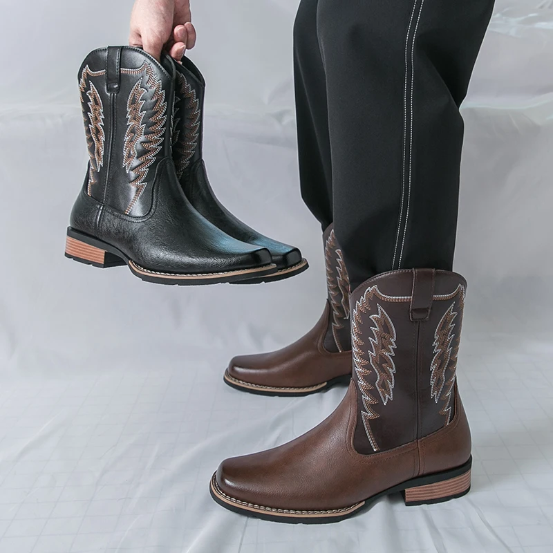 الرجال الأحذية المألوف تشيلسي الأحذية مسود البني الرجال عالية الجودة ماركة غير رسمية فارس الأحذية الجلدية في الهواء الطلق أحذية تدريب 39-48 #6