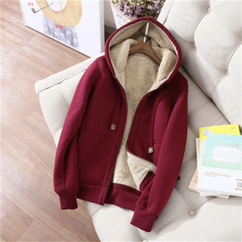 2023 New Sports  Leisure Set Women\'s Zipper Solid Coat Women\'s Autumn/Winter Korean Edition Student Plush Thickened Hoodie Set