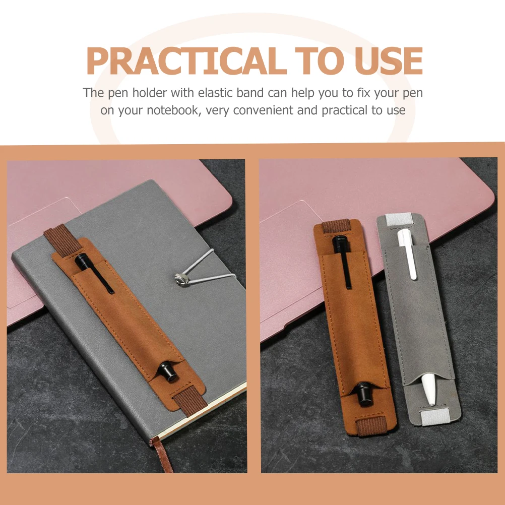

5 Pcs Business Pen Protective Case Elastic Band PU Notebook Sleeve Black Brown Dark Blue Gray Red