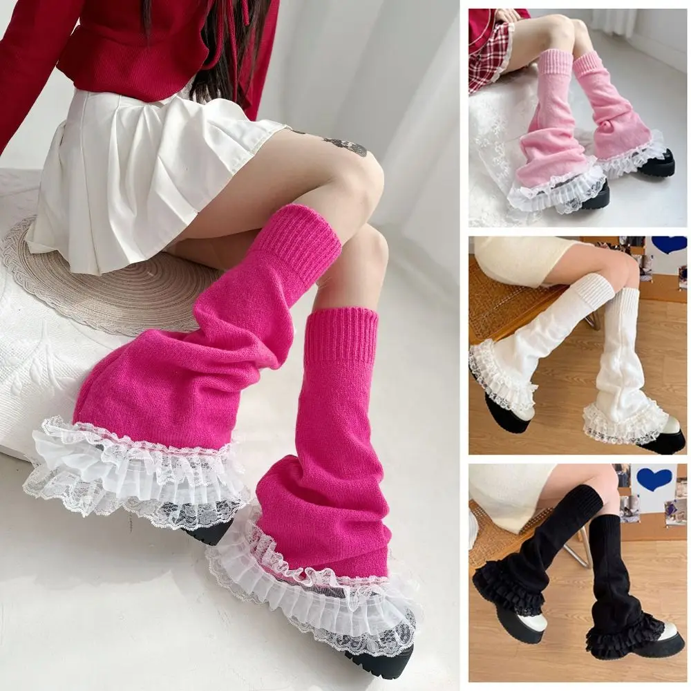 

Kawaii Ballet Style Lace Leg Warmers JK Y2k Lolita Boots Cover Pile Socks Sweet Elephant Leg Socks Streetwear