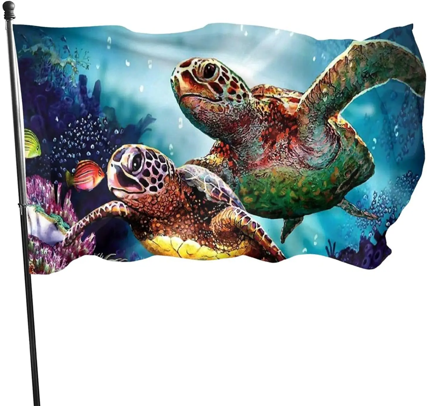 Sea Turtle Vivid Color Outdoor Sports Polyester Yard Flag Brass Grommets for Party Club Outdoor Indoor Home Decor for Women Men