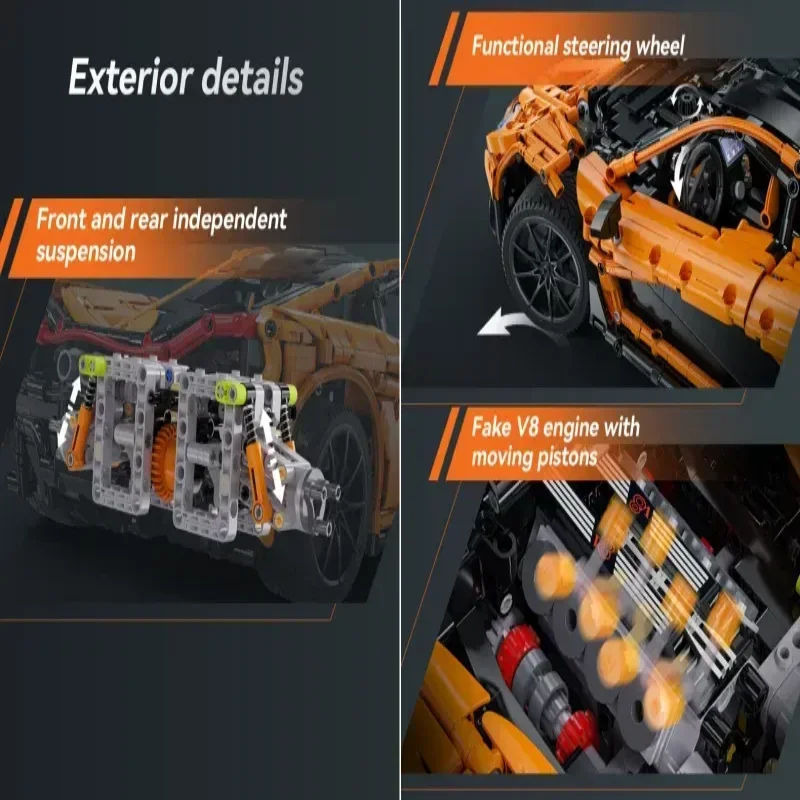 Moc Designer Pvdb Smiling Assassin Cada 1:10 Model Building Blocks V8 Cylinder Car Speed Racing Vehicle Toy Children's Gift