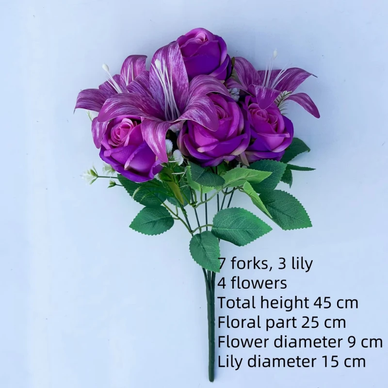 Simulated Touch Lily Rose Peony Rose Latex Wedding Decoration Bouquet Fast Delivery