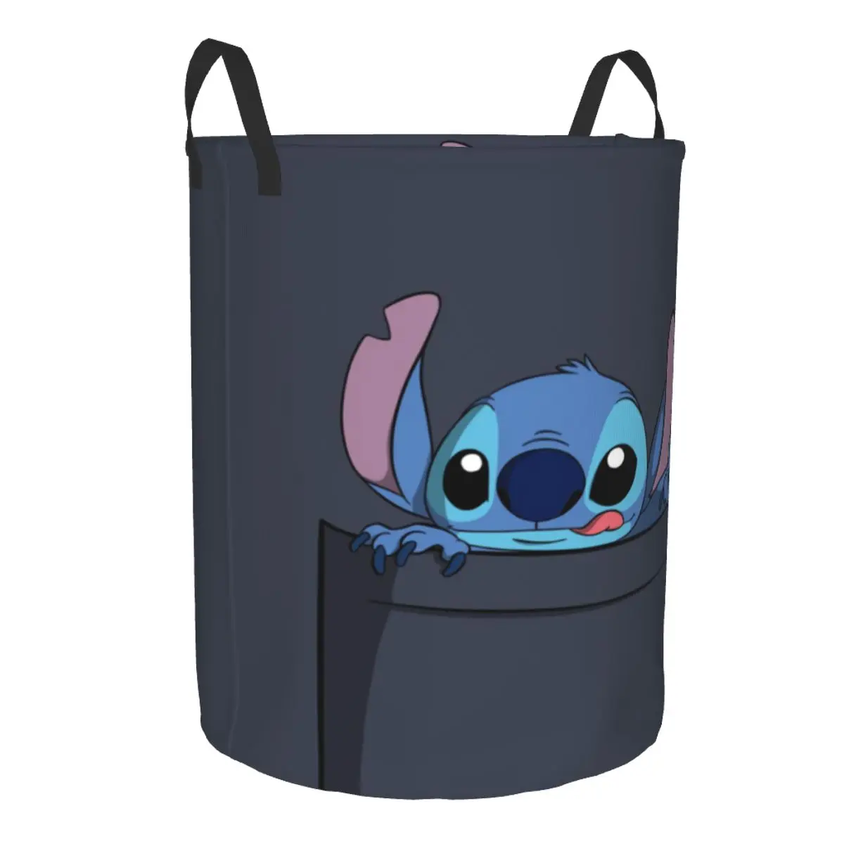 Custom Cute Pocket Stitch Laundry Hamper Large Clothes Storage Basket Funny Anime Film Toy Bin Organizer for Boy Girl