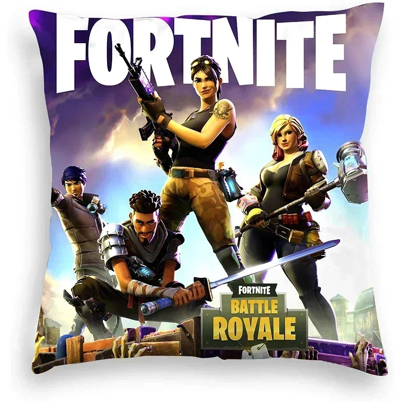 Fortnite Cushion Cover Plush Anime Pillowcase Plush Pillow Cases Home Decoration Pillow Cover for Sofa Bed Chair Living Room