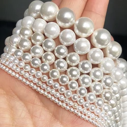 2-10mm Natural White Shell Pearl Beads Round Loose Spacer Opal Moon Stone Beads For Jewelry Making DIY Woman Necklace Bracelets