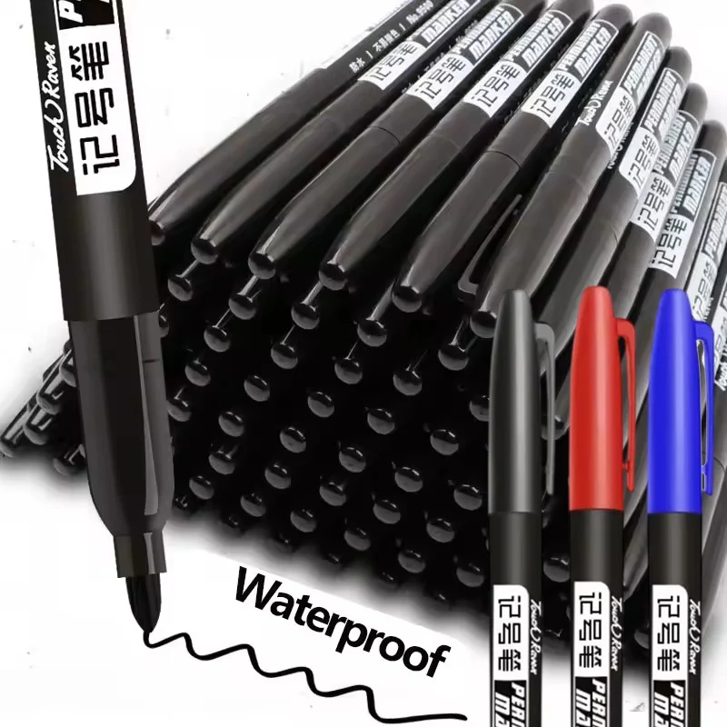 6Pcs Permanent Markers Waterproof Oil-Based Pens for Glass Plastic Metal Wood Rock Quick Dry No Bleed DIY Drawing Writing