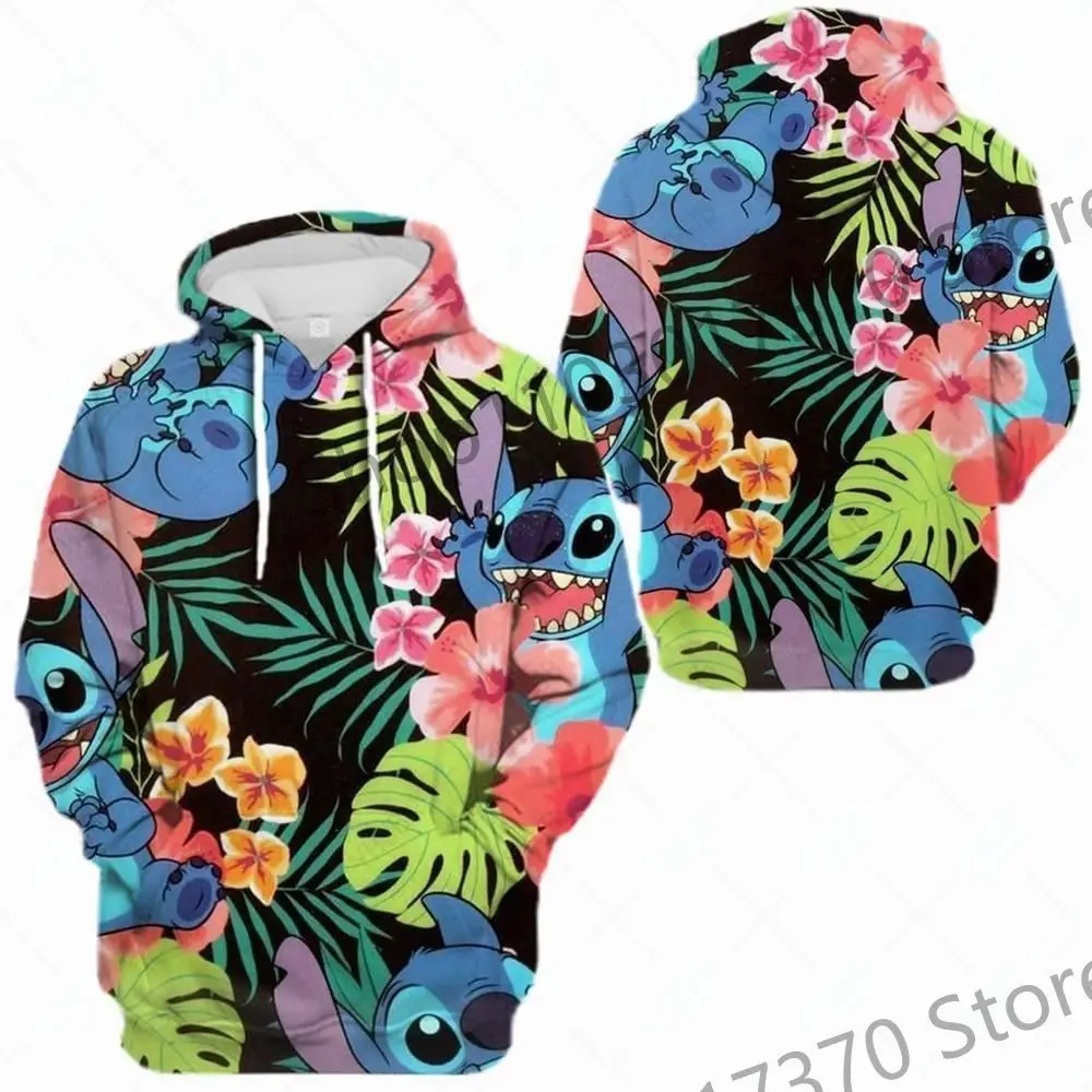 Disney\'s New Cartoon Stitch Stitch Series 3D Digital Print Loose Hoodie Hooded Sweatshirt Children\'s Clothing Onlyfans Cosplay