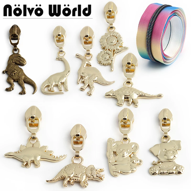 5/10/20PCS Large animal dinosaur shape 5# Nylon Puller Slider Clothes Decoration Replaceable Sewing DIY Handicraft Accessories