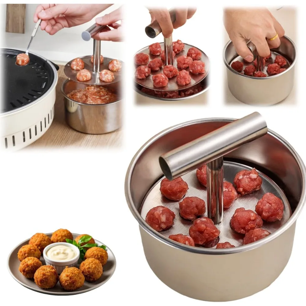 Máquina Manual para Hacer Albóndigas de Acero Inoxidable, 6/12 Albóndigas, Herramienta de Prensado para Hacer Albóndigas, Utensilios de Cocina