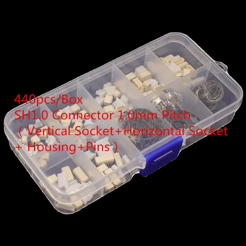 440pcs/Box SH1.0 2p 3p 4p 5 pin 1.0mm Pitch Terminal Kit / Housing / SMD Pin Header Connector Wire Adaptor SH Kits