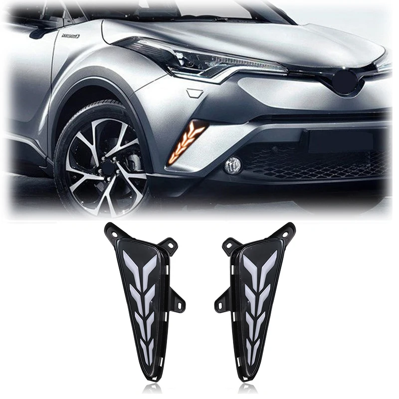 

Gobison Fog DRL Bumper Lights Turn Signal Lamp LED Daytime Running Light For Toyota C-HR CHR 2017-2019 Foglight