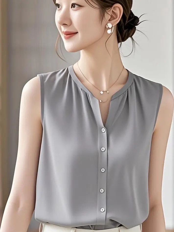 

Уникальный женский корейский топ с v-образным вырезом Svel, свободный крой и пуговицами, однотонный модный утягивающий топ стандартной длины