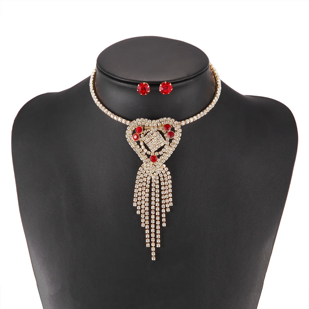 

Ou choker water crystal fringed necklace collar, exaggerated bow tie necklace jewelry necklace